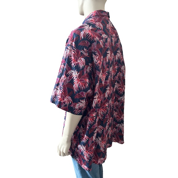 Tommy Bahama Hawaiian Shirt Fenu Fronds Tiki Camp Textured Cotton Floral Pattern - Picture 7 of 12